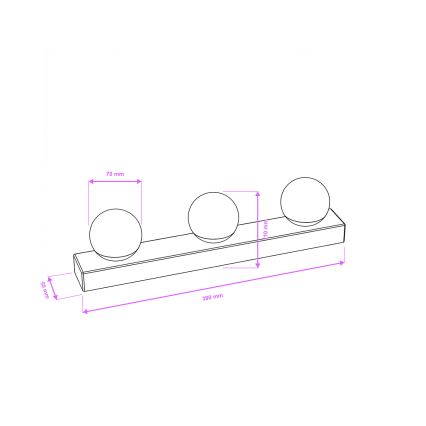 Brilagi - Iluminare LED pentru oglindă de baie HOLLYWOOD, 3xLED/3W/230V, 39 cm, IP44, negru