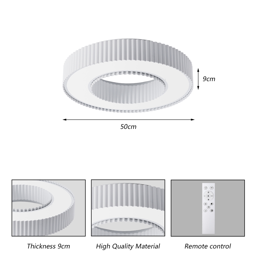 Brilagi - Plafonieră LED cu reglare a intensității LUMIX 48W 230V 3000-6000K alb Ø50 cm + telecomandă