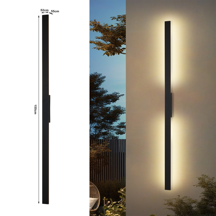 Brilagi - Aplică LED de exterior LUNA, 30W, 230V, 4000K, IP65, 150 cm, negru, CRI 90