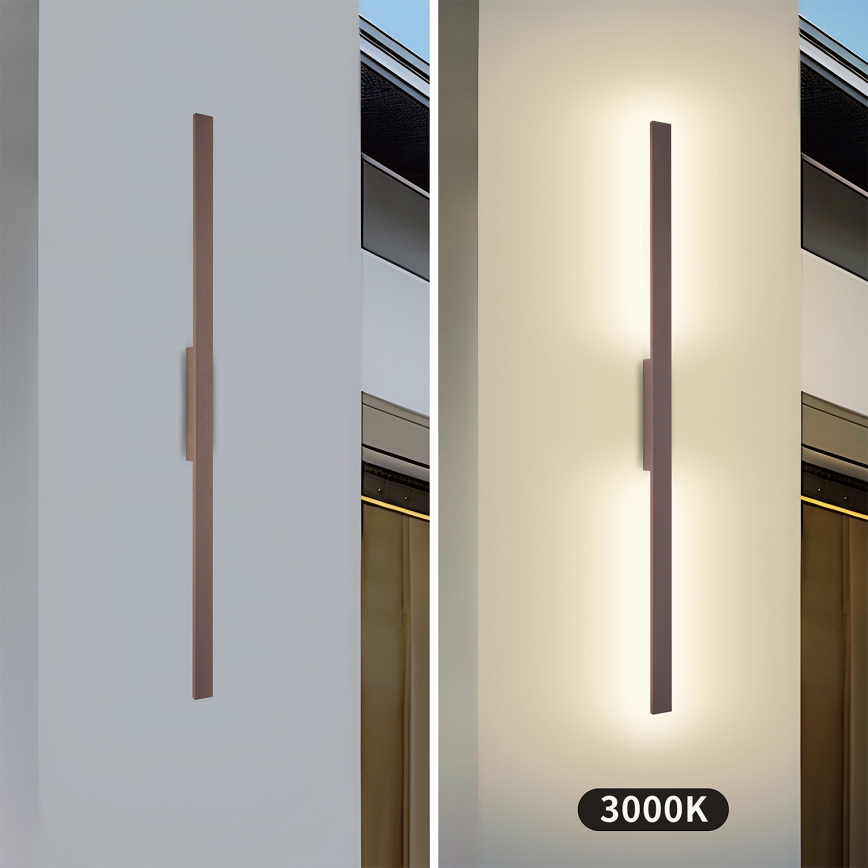 Brilagi LUNA - Aplică LED de exterior, 24W, 230V, 3000K, IP65, 100 cm, maro, CRI 90