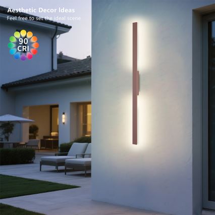 Brilagi LUNA - Aplică LED de exterior, 24W, 230V, 3000K, IP65, 100 cm, maro, CRI 90