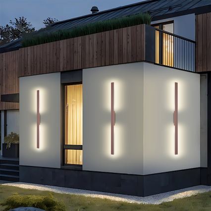 Brilagi LUNA - Aplică LED de exterior, 24W, 230V, 3000K, IP65, 100 cm, maro, CRI 90
