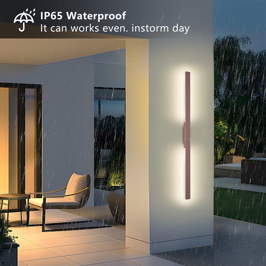 Brilagi LUNA - Aplică LED de exterior, 24W, 230V, 3000K, IP65, 100 cm, maro, CRI 90