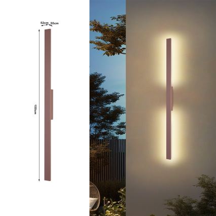 Brilagi LUNA - Aplică LED de exterior, 24W, 230V, 3000K, IP65, 100 cm, maro, CRI 90