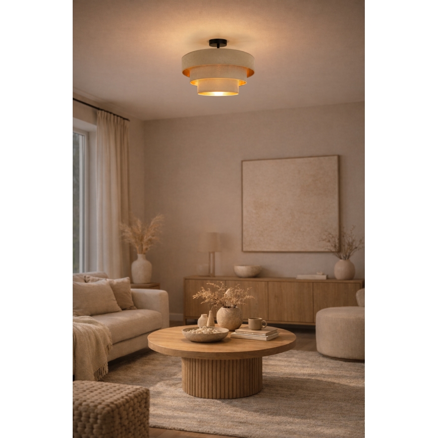 Brilagi - LUNETA, lustră aplicată 1xE27/60W/230V, Ø 40 cm, bej/auriu