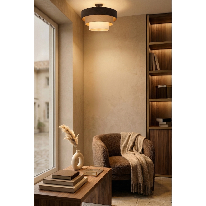 Brilagi - LUNETA, lustră aplicată, 1xE27/60W/230V, Ø 40 cm, maro/bej/crem