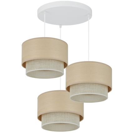 Brilagi - Candelabru suspendat pe cablu ARIZONA BOHO 3xE27/15W/230V bej/ alb