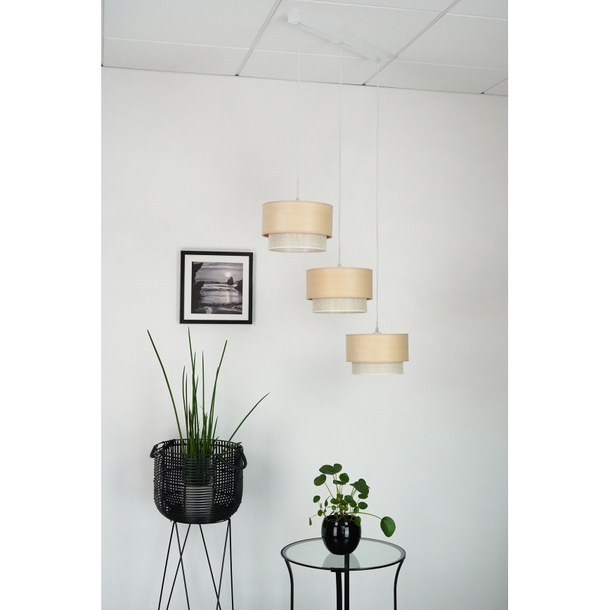 Brilagi - Candelabru suspendat pe cablu ARIZONA BOHO 3xE27/15W/230V bej/ alb