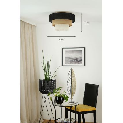 Brilagi - Lustr de tavan ASPEN LUNETA 1xE27/15W/230V diametru 45 cm negru/bej/crem