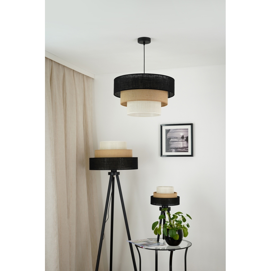 Brilagi - Candelabru suspendat pe cablu ASPEN LUNETA 1xE27/15W/230V diam. 45 cm negru/bej/crem