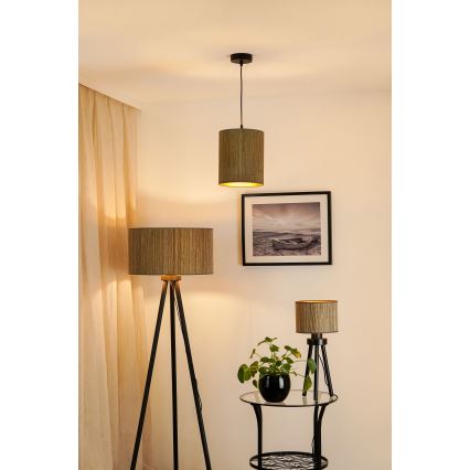 Brilagi - Candelabru suspendat pe cablu BOSTON ROLLER 1xE27/15W/230V diam. 21 cm paie maro/auriu