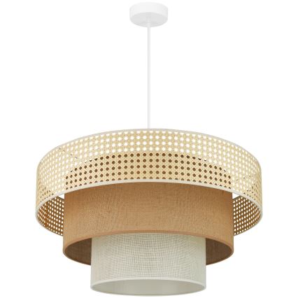 Brilagi - Candelabru suspendat pe cablu CEDAR LUNETA 1xE27/15W/230V diam. 60 cm ratan/maro/crem