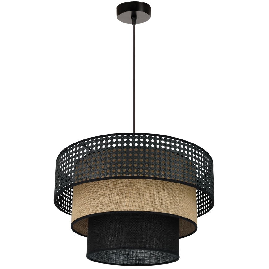 Brilagi - Candelabru suspendat pe cablu DAKOTA LUNETA 1xE27/15W/230V diam. 45 cm negru/ratan