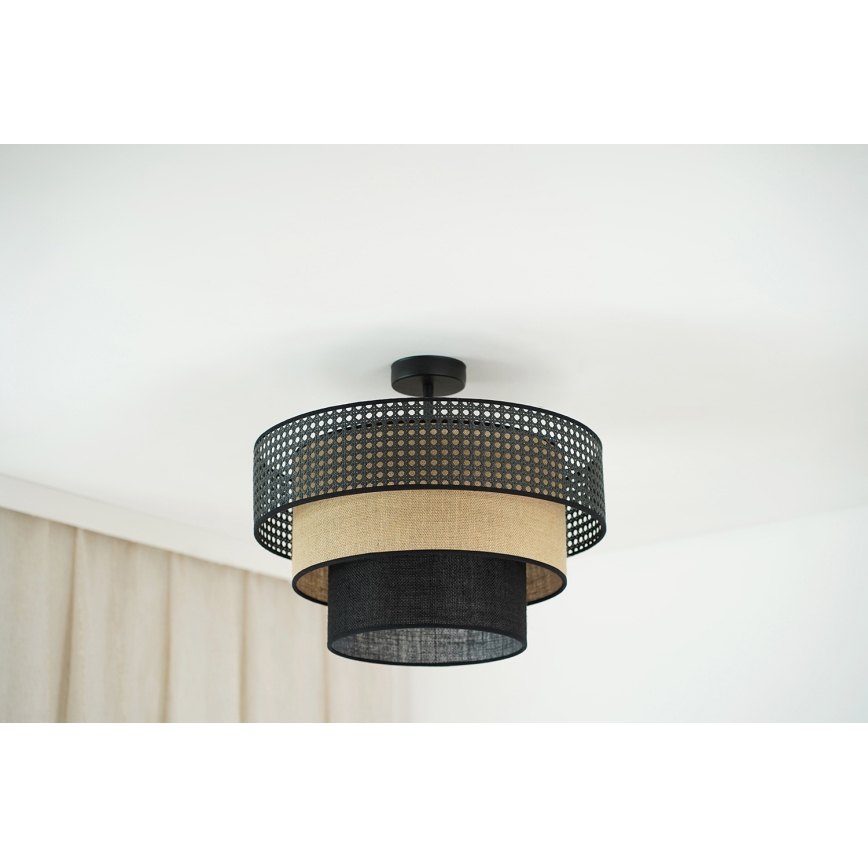 Brilagi - Plafonieră DAKOTA LUNETA 1xE27/15W/230V diametru 45 cm negru/ratan