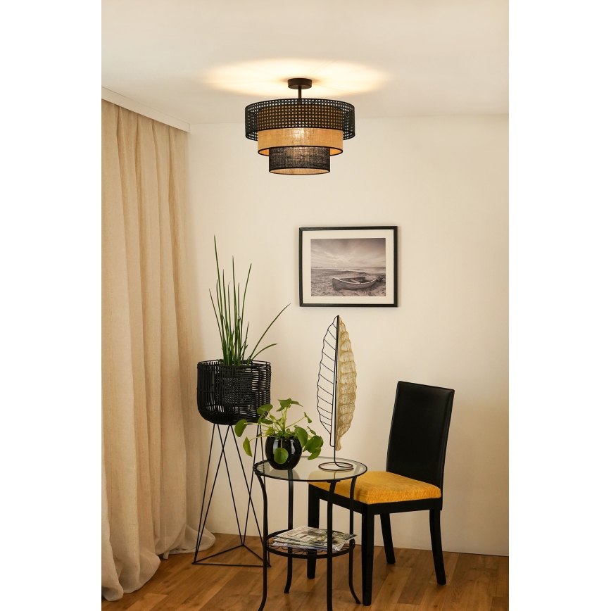 Brilagi - Plafonieră DAKOTA LUNETA 1xE27/15W/230V diametru 45 cm negru/ratan