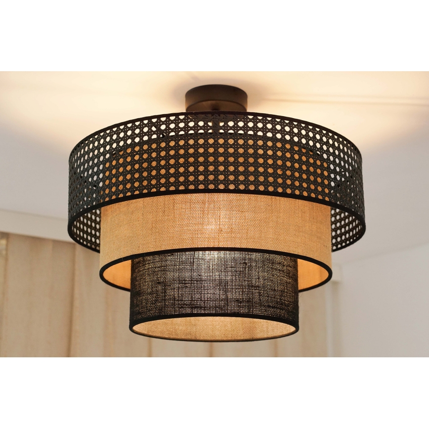 Brilagi - Plafonieră DAKOTA LUNETA 1xE27/15W/230V diametru 45 cm negru/ratan