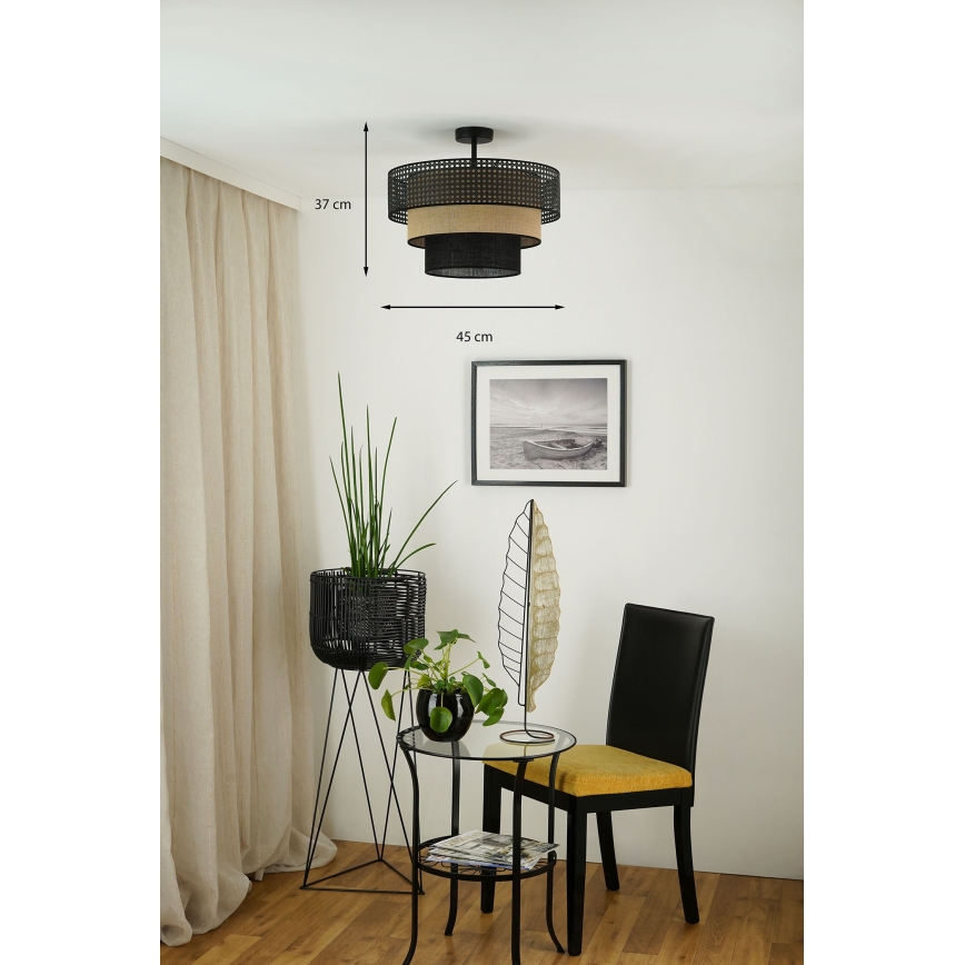 Brilagi - Plafonieră DAKOTA LUNETA 1xE27/15W/230V diametru 45 cm negru/ratan