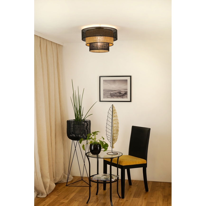 Brilagi - Lustr de tavan DAKOTA LUNETA 1xE27/15W/230V diametru 45 cm negru/ratan