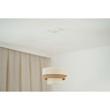 Brilagi - Candelabru suspendat pe cablu DENVER LUNETA 1xE27/15W/230V diam. 25 cm bej/maro/crem