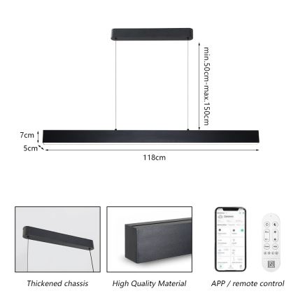 Brilagi - Candelabru LED reglabil pe cablu SLEEKLINE SMART LED/40W/230V 3000-6000K Wi-Fi Tuya negru + telecomandă