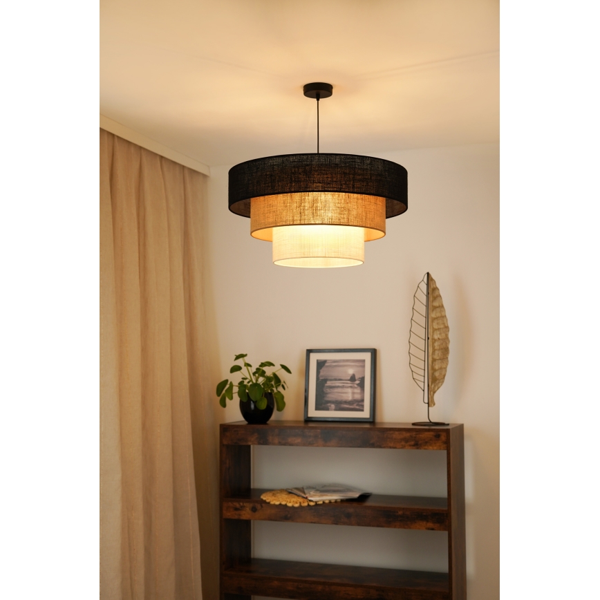 Brilagi - Candelabru suspendat pe cablu ASPEN LUNETA 1xE27/15W/230V diam. 60 cm negru/bej/crem
