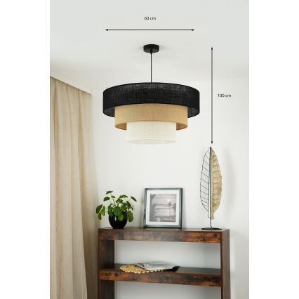 Brilagi - Candelabru suspendat pe cablu ASPEN LUNETA 1xE27/15W/230V diam. 60 cm negru/bej/crem