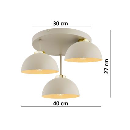 Brilagi - Lustră aplicată 3xE27/60W/230V bej/auriu