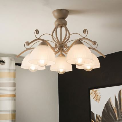 Brilagi - Lustră aplicată ANTICO MODERN 5xE27/60W/230V bej
