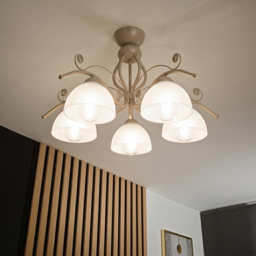 Brilagi - Lustră aplicată ANTICO MODERN 5xE27/60W/230V bej
