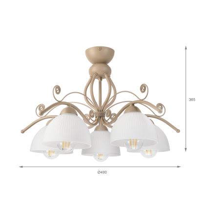 Brilagi - Lustră aplicată ANTICO MODERN 5xE27/60W/230V bej