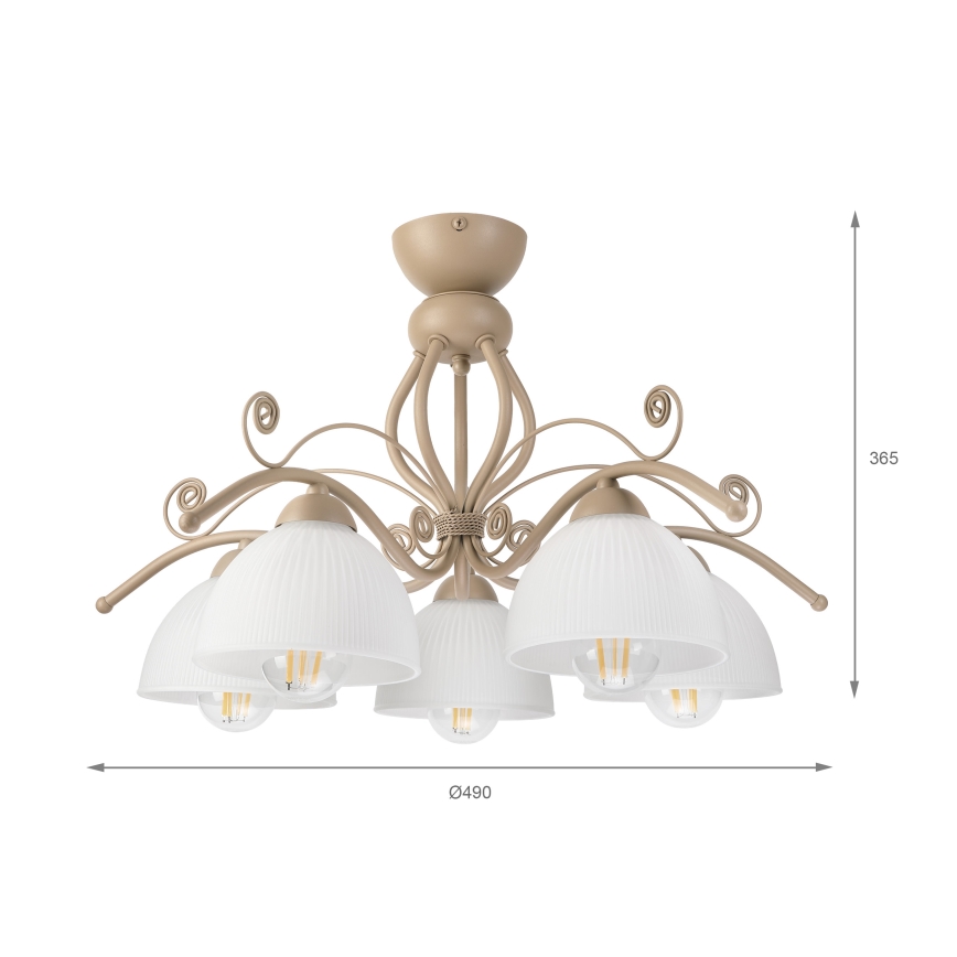 Brilagi - Lustră aplicată ANTICO MODERN 5xE27/60W/230V bej