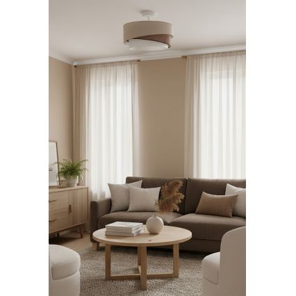 Brilagi - Lustră aplicată ARROW 1xE27/60W/230V Ø 45 cm bej/maro/alb