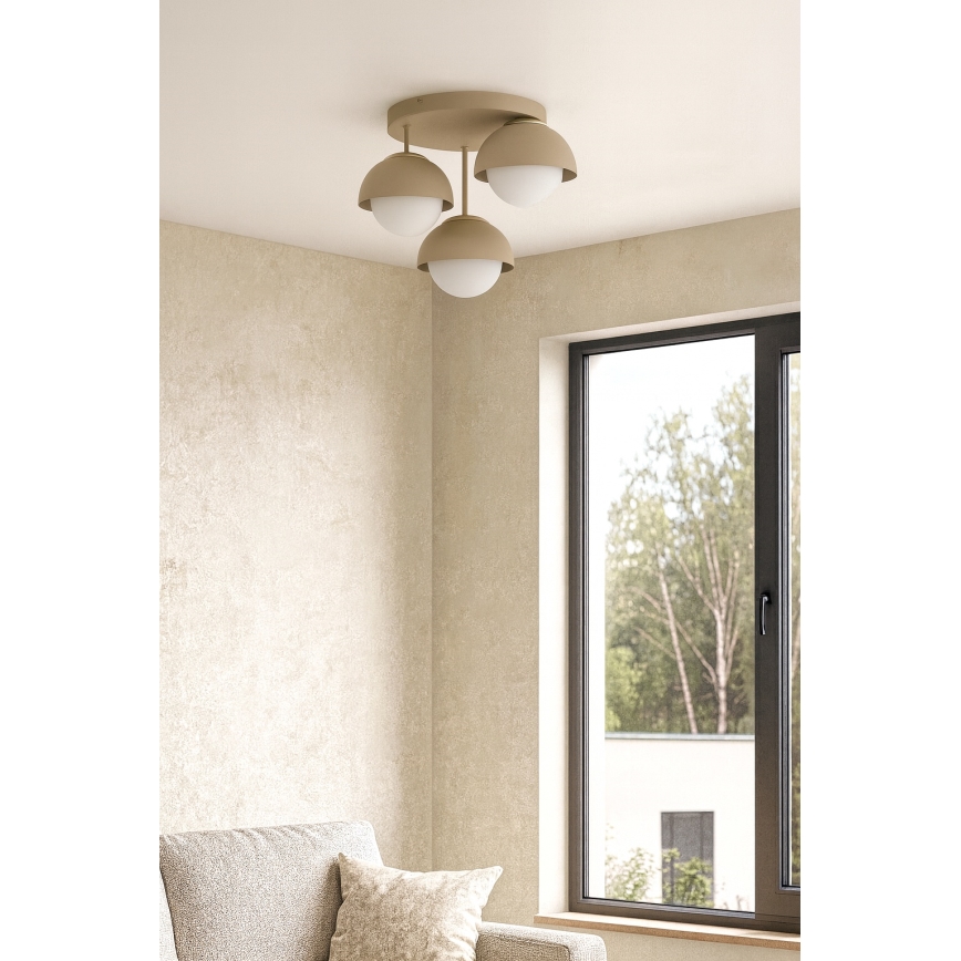 Brilagi - Lustră aplicată, COSMO 3x E27, 60W, 230V, bej/auriu
