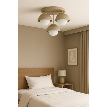 Brilagi - Lustră aplicată, COSMO 3x E27, 60W, 230V, bej/auriu