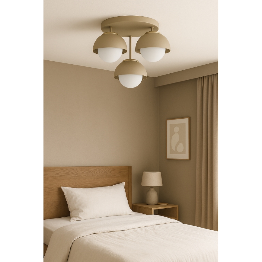Brilagi - Lustră aplicată, COSMO 3x E27, 60W, 230V, bej/auriu