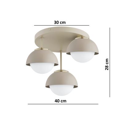 Brilagi - Lustră aplicată, COSMO 3x E27, 60W, 230V, bej/auriu