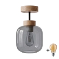 BRILAGI - Lustră aplicată cu LED RETRO GLASS 1xE27/60W/230V Ø 14 cm stejar/gri fumuriu