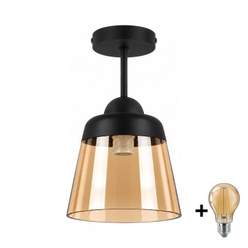 BRILAGI - lustra aplicată cu LED RETRO GLASS 1xE27/60W/230V Ø 15,5 cm negru/bej fumuriu