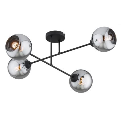 Brilagi - Lustră aplicată de tavan, 4 x E27, 60W, 230V, negru/gri fumuriu