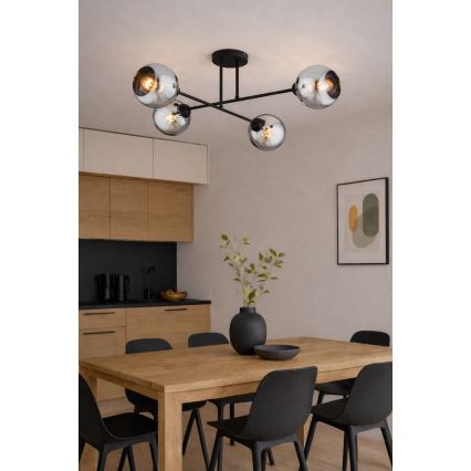Brilagi - Lustră aplicată de tavan, 4 x E27, 60W, 230V, negru/gri fumuriu