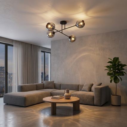 Brilagi - Lustră aplicată de tavan, 4 x E27, 60W, 230V, negru/gri fumuriu