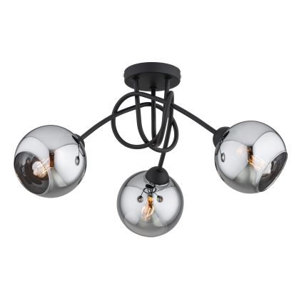 Brilagi - Lustră aplicată DIOR 3xE27/60W/230V negru/gri fumuriu