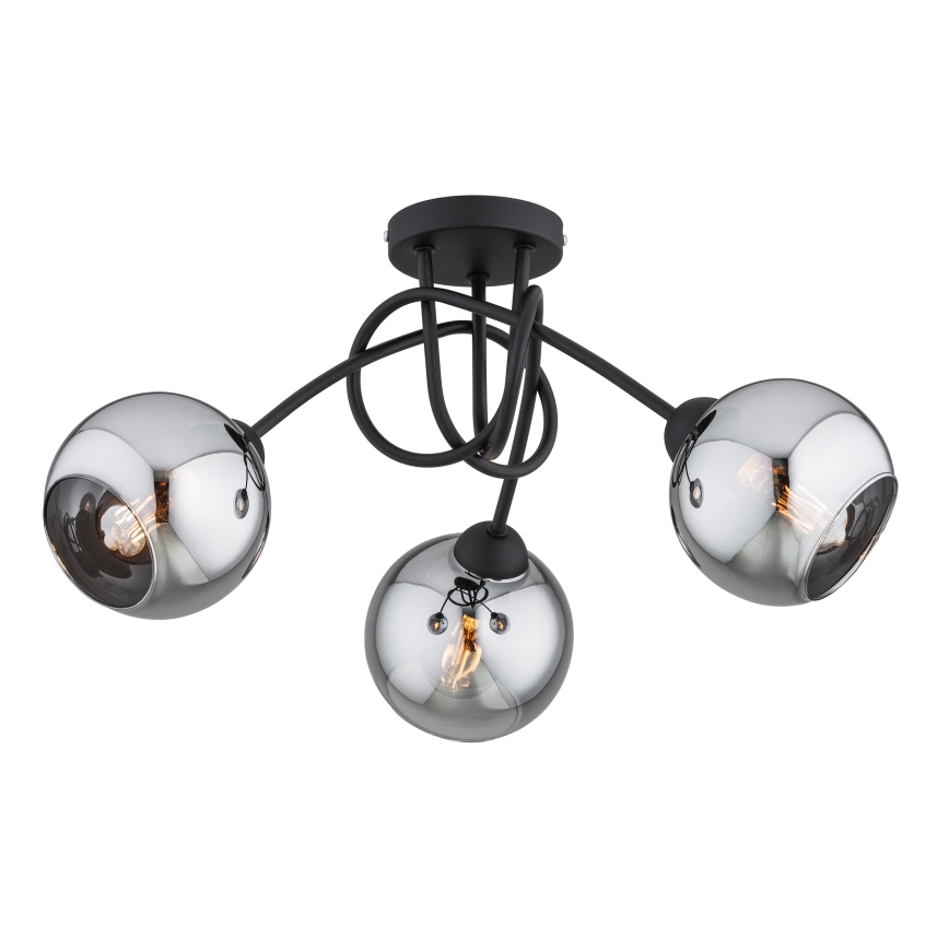 Brilagi - Lustră aplicată DIOR 3xE27/60W/230V negru/gri fumuriu