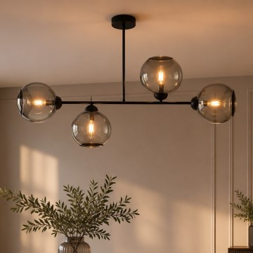 Brilagi - Lustră aplicată DIOR 4xE27/60W/230V negru/gri fumuriu