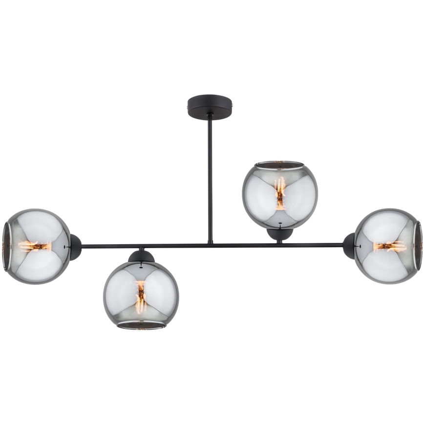 Brilagi - Lustră aplicată DIOR 4xE27/60W/230V negru/gri fumuriu