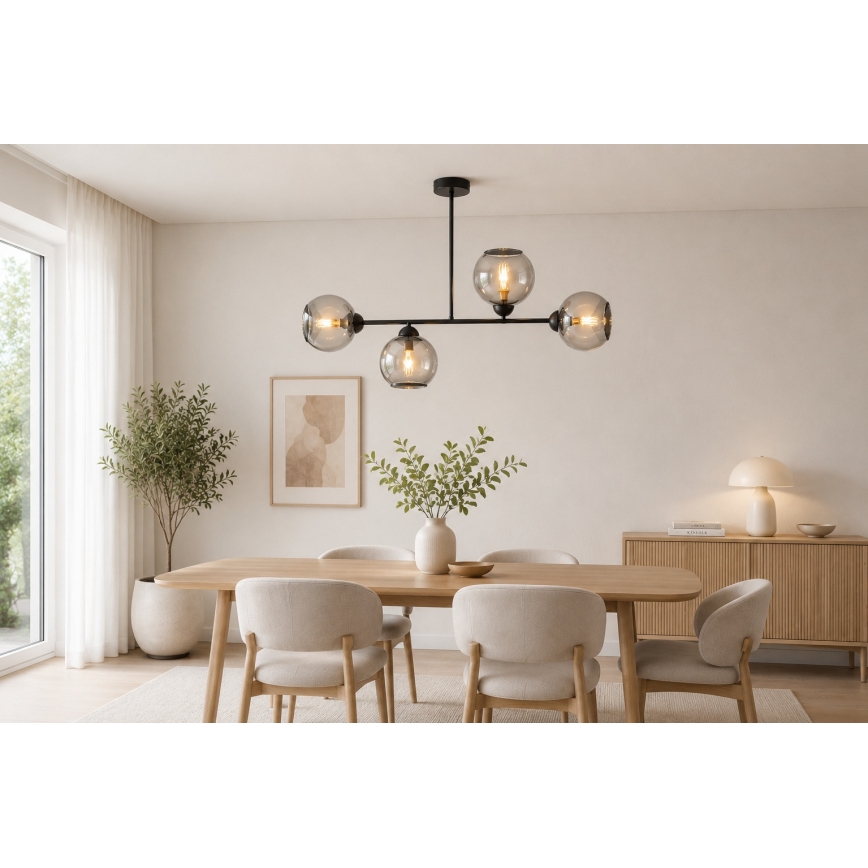Brilagi - Lustră aplicată DIOR 4xE27/60W/230V negru/gri fumuriu