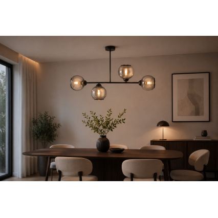 Brilagi - Lustră aplicată DIOR 4xE27/60W/230V negru/gri fumuriu