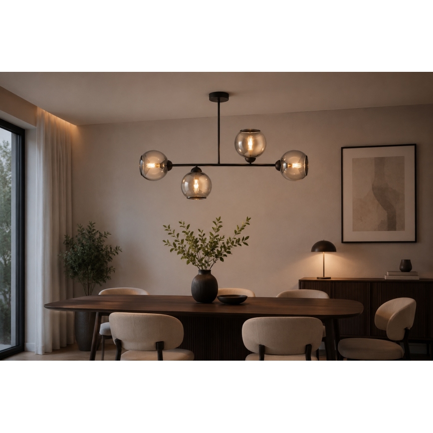 Brilagi - Lustră aplicată DIOR 4xE27/60W/230V negru/gri fumuriu