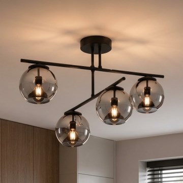 BRILAGI - Lustră aplicată DIOR 4xE27/60W/230V negru/gri fumuriu