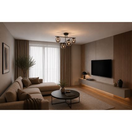 BRILAGI - Lustră aplicată DIOR 4xE27/60W/230V negru/gri fumuriu